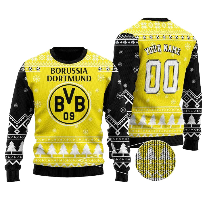 Borussia Dortmund Custom Name Ugly Christmas Wool Sweater ? Usalast
