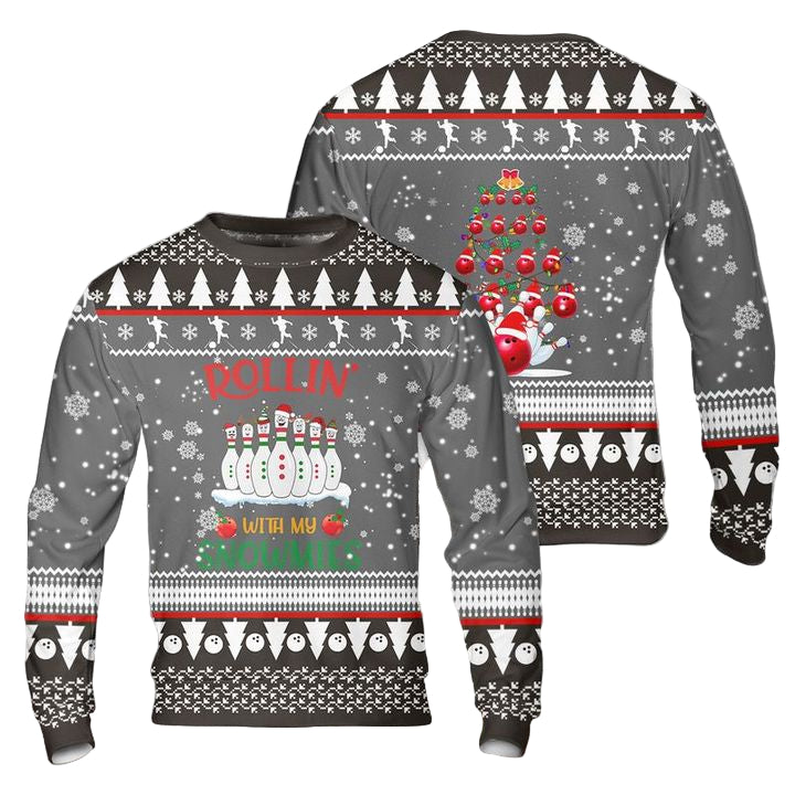 Bowling Rolling With My Snowmies Christmas Sweater 3D ? Usalast