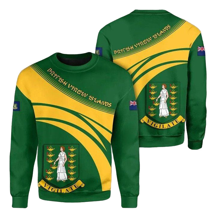 British Virgin Islands Coat Of Arms Sweater Cricket Style J5W ? Usalast