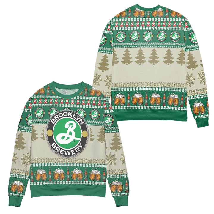 Brooklyn Brewery Beer Santa Pattern Ugly Christmas Sweater ? Usalast