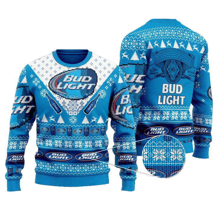 Bud Light Beer Light Blue Christmas Sweater ? Usalast