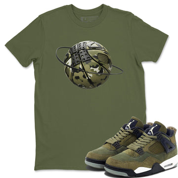 Camo Basketball Planet Sneaker Tee - Air Jordan 4 Medium Olive