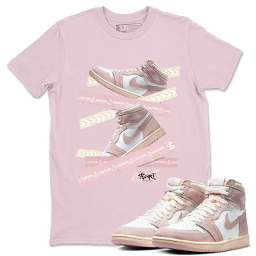 Caution Tape Unisex Tops - Air Jordan 1 Washed Pink