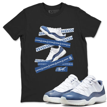 Caution Tape Sneaker Tees - Air Jordan 11 Diffused Blue