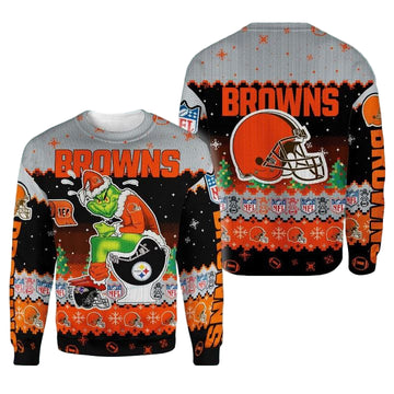 Christmas Cleveland Browns Grinch In Toilet Christmas Knitting Pattern Sweater 3D T Shirt Hoodie Sweater 3D Hoodie Sweater Tshirt ? Usalast