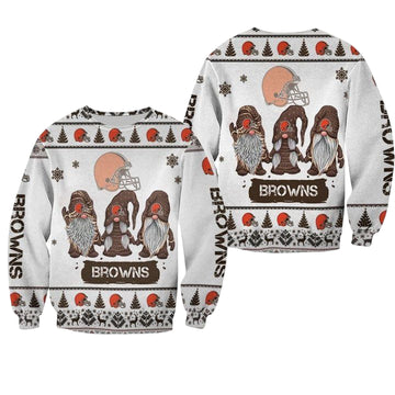 Christmas Gnomes Cleveland Browns Ugly Sweater Christmas 3D Sweater ? Usalast