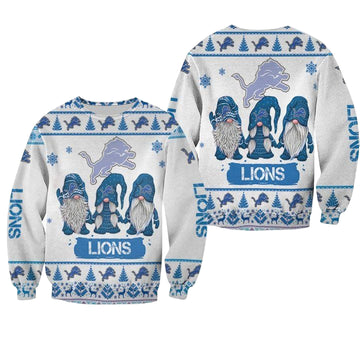 Christmas Gnomes Detroit Lions Ugly Sweater Christmas 3D Sweater ? Usalast