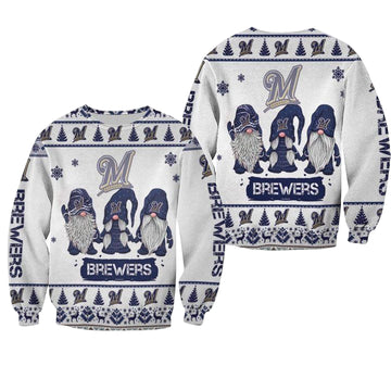 Christmas Gnomes Milwaukee Brewers Ugly Sweater Christmas 3D Sweater ? Usalast