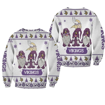 Christmas Gnomes Minnesota Vikings Ugly Sweater Christmas 3D Sweater ? Usalast