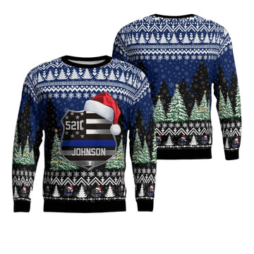 Custom Name Badge Number Police Christmas AOP Sweater ? Usalast
