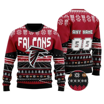 Custom Name Number Nfl Atlanta Falcons Rugby Stadium Ugly Christmas Sweater ? Usalast