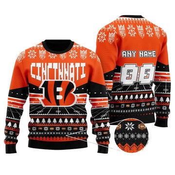 Custom Name Number Nfl Cincinnati Bengals Rugby Stadium Ugly Christmas Sweater ? Usalast