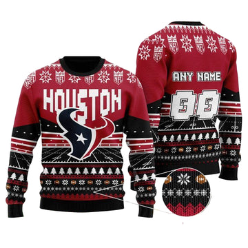 Custom Name Number Nfl Houston Texans Rugby Stadium Ugly Christmas Sweater ? Usalast