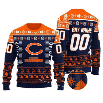 Custom Name Number Nfl Logo Chicago Bears Ugly Christmas Sweater ? Usalast