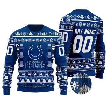 Custom Name Number Nfl Logo Indianapolis Colts Ugly Christmas Sweater ? Usalast