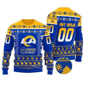 Custom Name Number Nfl Logo Los Angeles Rams Ugly Christmas Sweater ? Usalast