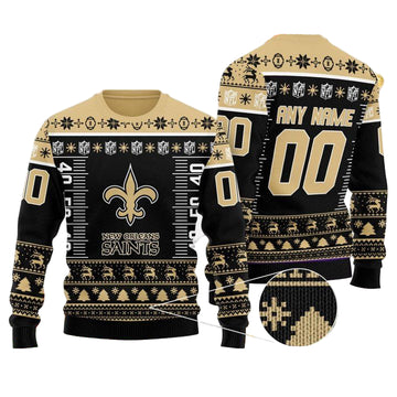 Custom Name Number Nfl Logo New Orleans Saints Ugly Christmas Sweater ? Usalast