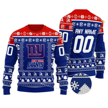Custom Name Number Nfl Logo New York Giants Ugly Christmas Sweater ? Usalast