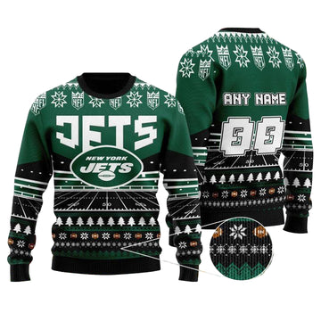 Custom Name Number Nfl New York Jets Rugby Stadium Ugly Christmas Sweater ? Usalast