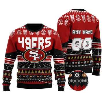 Custom Name Number Nfl San Francisco 49Ers Rugby Stadium Ugly Christmas Sweater ? Usalast