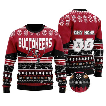 Custom Name Number Nfl Tampa Bay Buccaneers Rugby Stadium Ugly Christmas Sweater ? Usalast