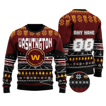 Custom Name Number Nfl Washington Football Team Rugby Stadium Ugly Christmas Sweater ? Usalast