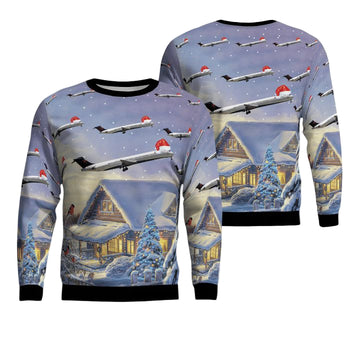 Delta Air Lines McDonnell Douglas MD-88 Christmas Sweater 3D ? X161 ? Usalast