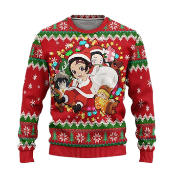 Demon Slayer Anime Ugly Christmas Sweater Red Xmas Gift ? Usalast
