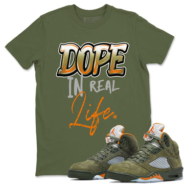 Dope In Real Life Sneaker Tees - Air Jordan 5 Olive