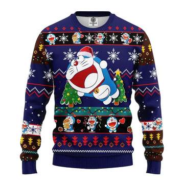 Doreamon Anime Ugly Christmas Sweater Blue Amazing Gift Idea Thanksgiving Gift ? Usalast