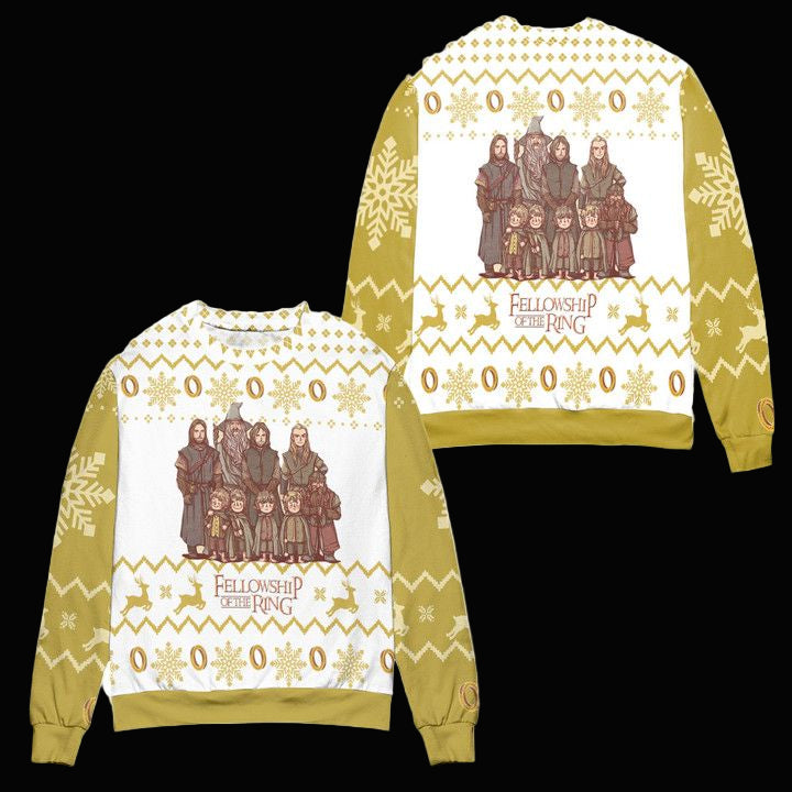 Fellowship Of The Rings Snowflake Reindeer Ugly Christmas Sweater ? Usalast