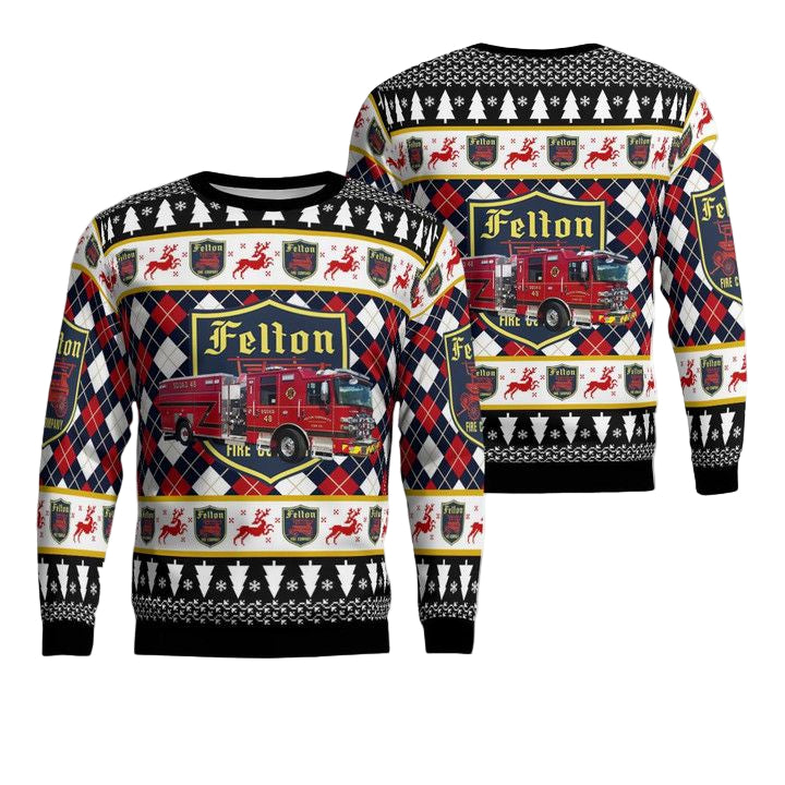 Felton Delaware Felton Community Fire Company Squad 48 Christmas Sweater 3D ? Usalast