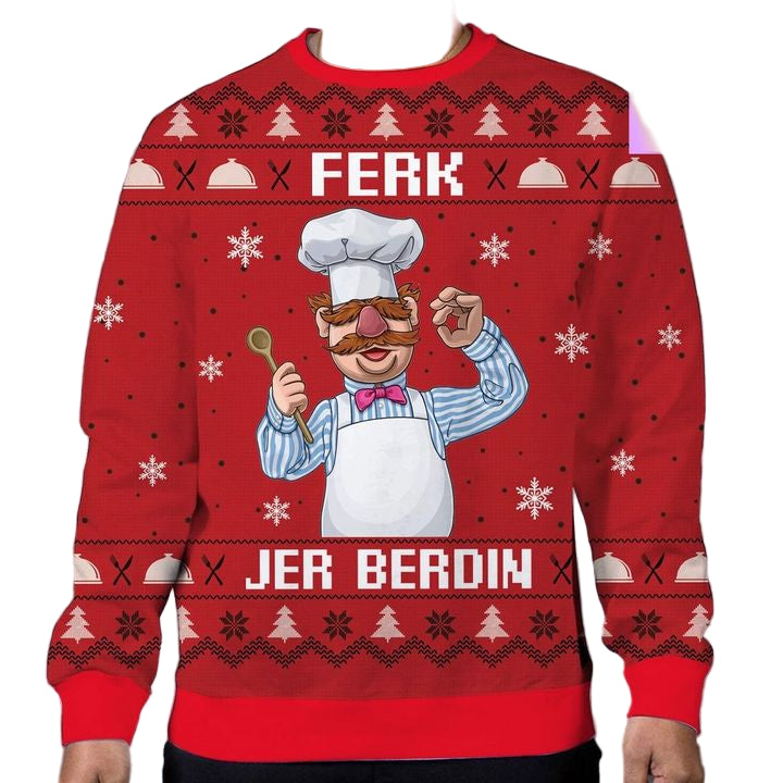 Ferk Jerberdin Chef Swedish Movie 80s 3d Ugly Christmas Sweater ? Usalast