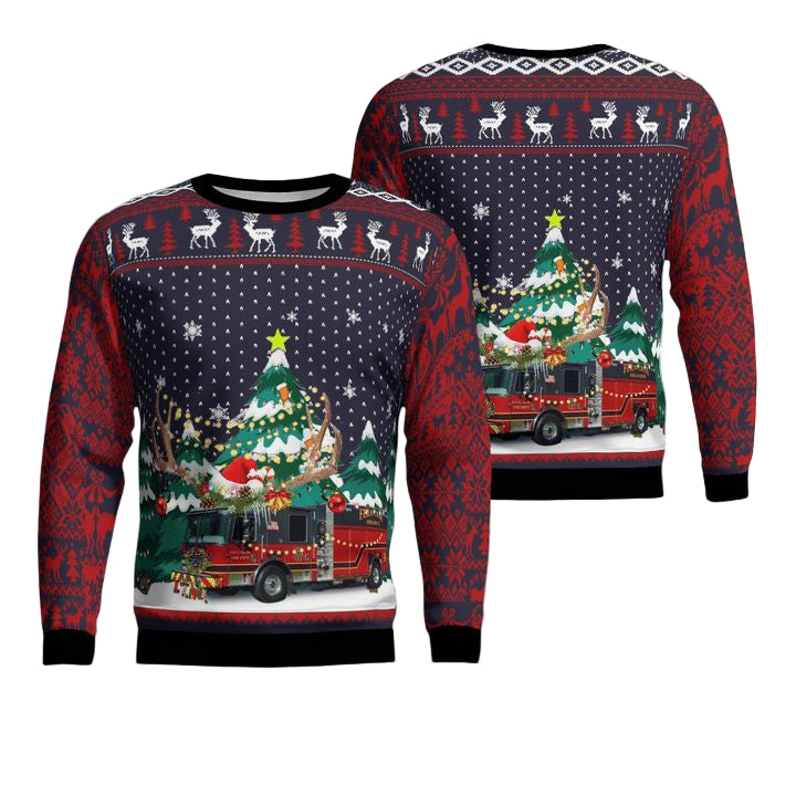 Fern Creek Fire Department Christmas AOP Sweater ? K671 ? Usalast
