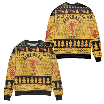 Fireball Whisky Pine Tree Zigzag Pattern Ugly Christmas Sweater ? Usalast