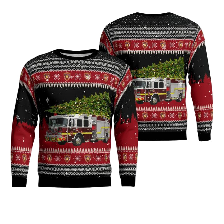 Florida Highlands County Fire Rescue Christmas AOP Sweater ? 4X81 ? Usalast