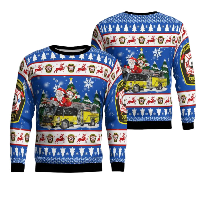 Florida Hillsborough County Fire Department Christmas Sweater 3D ? UK71 ? Usalast