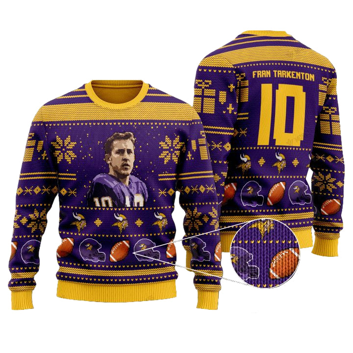 Fran Tarkenton 10 Minnesota Vikings Nfl Christmas Sweater ? Usalast