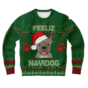 French Bulldog Feliz Navidog Animal Lover Dog Parent 3d Ugly Christmas Sweater ? Usalast