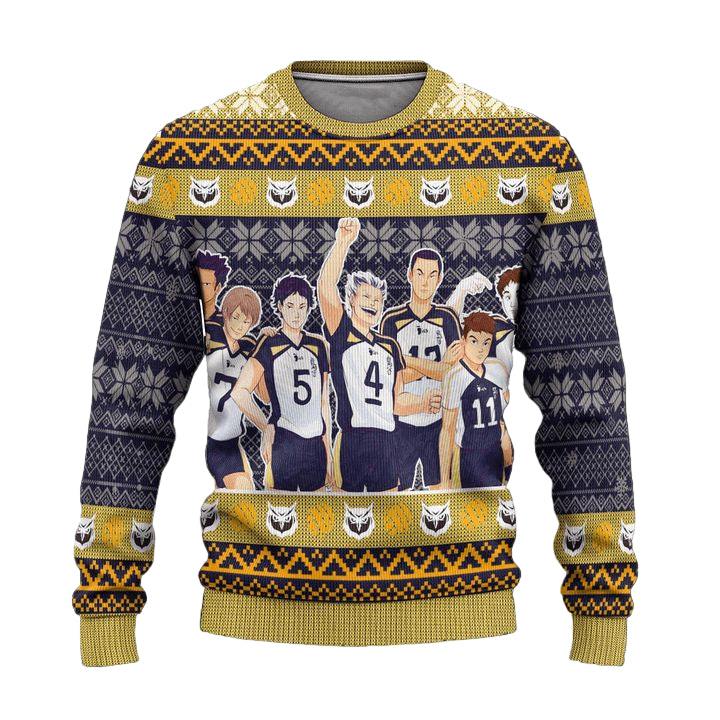 Fukurodani Academy Ugly Christmas Sweater Haikyuu Anime Xmas Gift ? Usalast