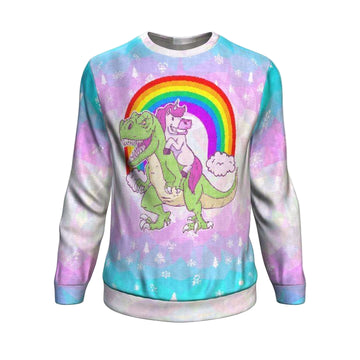Funny Unicorn Riding T-Rex Ugly Sweater Sweater Sh2976 ? Usalast
