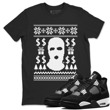 Gangster Ugly Sweater Sneaker Tees - Air Jordan 4 White Thunder