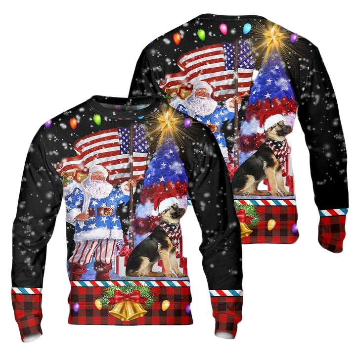 German Shepherds Flag Merry Christmas Christmas Sweater 3D ? Usalast