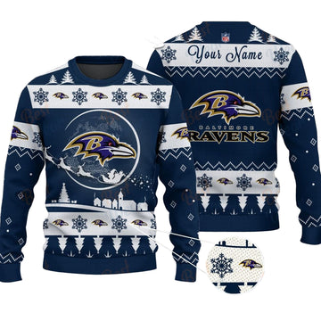 Baltimore Ravens NFL Ugly Christmas Sweater - Name Customized