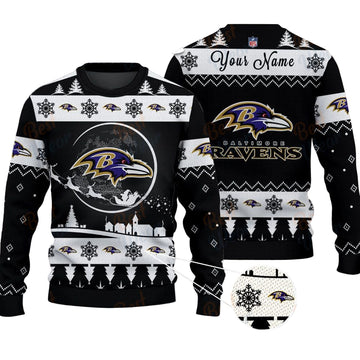 Baltimore Ravens NFL Ugly Christmas Sweater - Name Customized