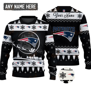 New England Patriots NFL Ugly Christmas Sweater - Name Customized