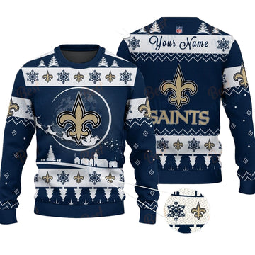 New Orleans Saints NFL Ugly Christmas Sweater - Name Customized