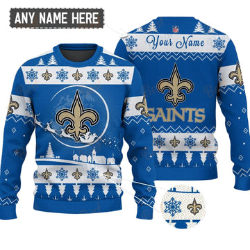 New Orleans Saints NFL Ugly Christmas Sweater - Name Customized
