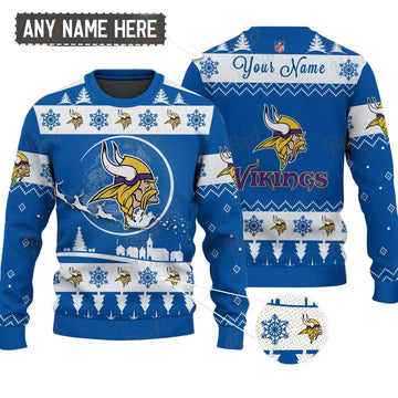 Minnesota Vikings NFL Ugly Christmas Sweater - Name Customized