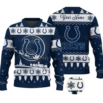 Indianapolis Colts NFL Ugly Christmas Sweater - Name Customized